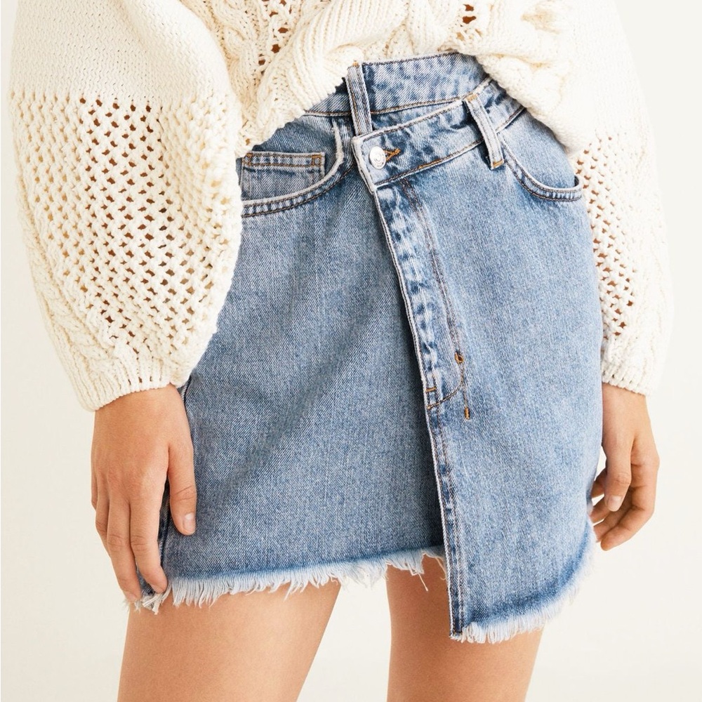 Mango Denim Crossover Skirt